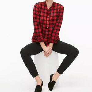 J. Crew Button Front Flannel Top with Ruffled Collar in Buffalo Plaid Size Small
